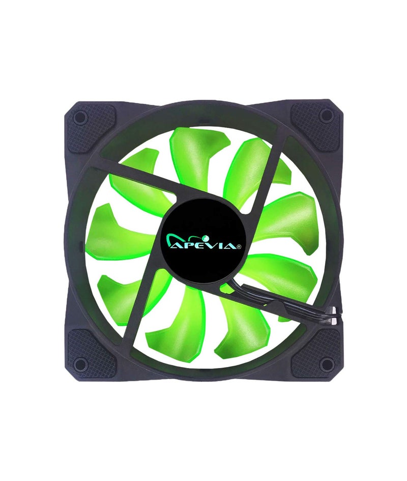 APEVIA CO212L-GN Cosmos 120mm Green LED Ultra Silent Case Fan w/ 16 LEDs & Anti-Vibration Rubber Pads (2 Pk) - Image 4